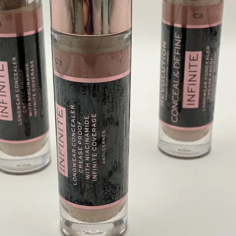 Revolution Infinite XL Concealer C3 3pcs Longwear Niacinamide Crease-Proof 3pack